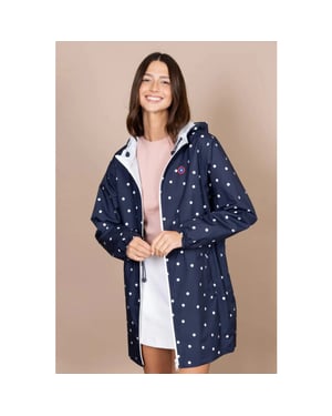 Flotte Witte-stippen navy dames regenjas amelot -