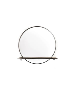 House Vitamin Mirror round metal with shelf black- Ø40cm