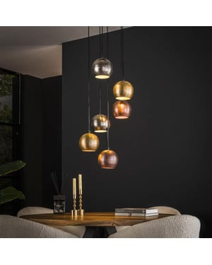 Hoyz hanglamp 6x bol getrapt metal print mat nikkel mix color