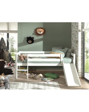 Lucevi pino halfhoogslaper met glijbaan 90x200cm - h85cm