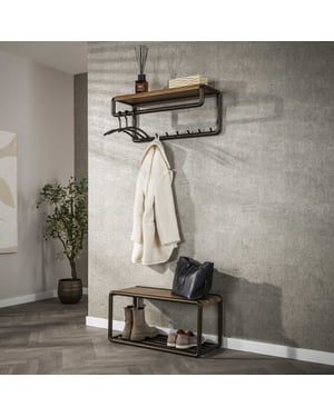 Hoyz kapstok luno roede en hoedenplank 8 haken drift brown