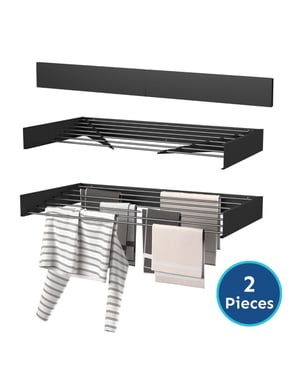 Wasophoogte ® wanddroogrek walldry 120 cm zwart 2 stuks