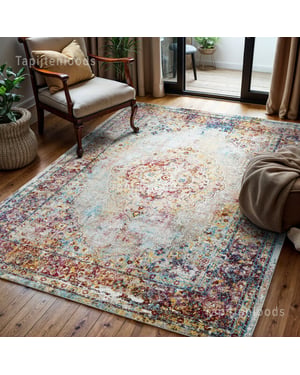 Muratap Picasso keshan vintage vloerkleed multi / beige laagpolig- 300x400