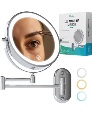 Mirlux Make-up spiegel oplaadbaar chroom 1-10x vergroting