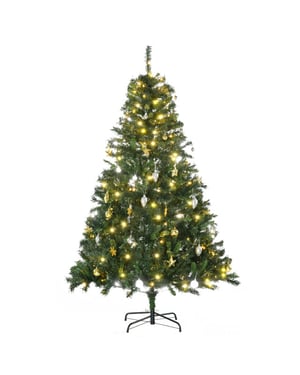 Homcom Kunstkerstboom 180 cm kunstkerstboom met led-verlichting, ballen,