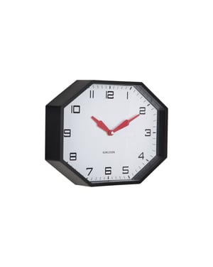 Karlsson wandklok modern factory octagon black & bright red