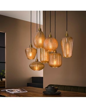 Hoyz Hoyz hanglamp pattern 4+3 lampen glass