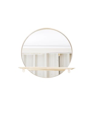 House Vitamin Mirror round metal with shelf sand- Ø40cm