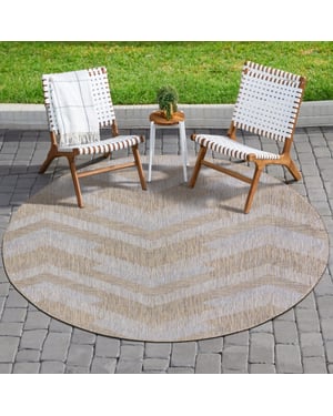 Muratap Uni binnen en buiten rond vloerkleed solid outdoor laagpolig tapijt 150 cm rond