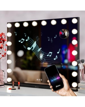 Mirlux Hollywood spiegel bluetooth speakers 80x60cm zwart