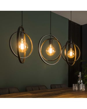 Hoyz Hoyz industriele hanglamp 3 lampen turn around zwart