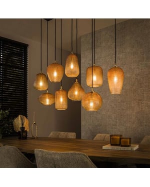 Hoyz hanglamp 5+4 dot pattern amberkleurig glas