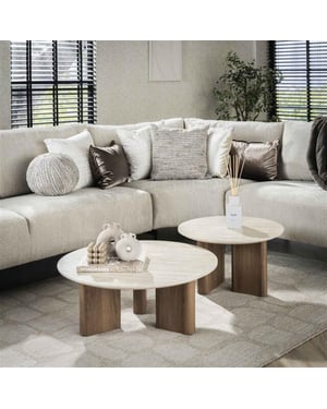Hoyz salontafel romano rechthoekige poot keramisch travertin -