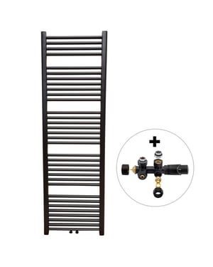 Vtw Living handdoekradiator badkamer met aansluit set en thermostaat 1600