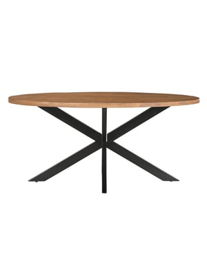 Livingfurn eetkamertafel rocky oval 210 cm mangohout / gecoat staal