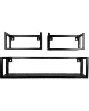 Home67 Wandplank vintage mangohout set van 3 klein