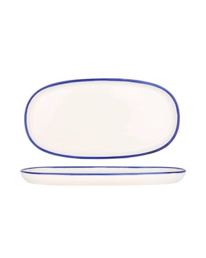 Rinart Serveerschaal blue edge porselein 25x13 cm set van 2