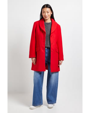 Petite Funnel Collar Single Breasted Midi Coat