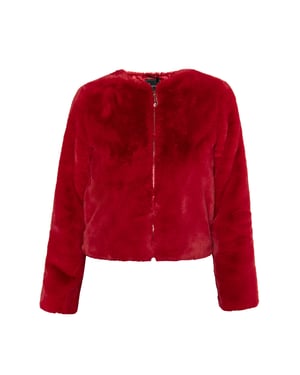 Faina Jas van imitatiebont Dames rood