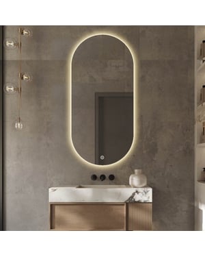 Vtw Living badkamerspiegel ovaal met led verlichting en verwarming 50 x 100 cm