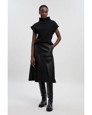Faux Leather Belted Full skirt