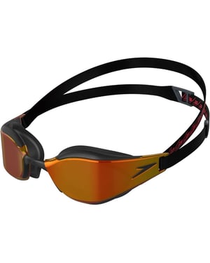 Speedo Unisex volwassene Fastskin Hyper Elite zwembril (Zwart/Oxidegrijs/Vuurrood)
