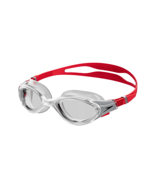 Speedo Heren Biofuse zwembril (Rood/Zilver/Clear)