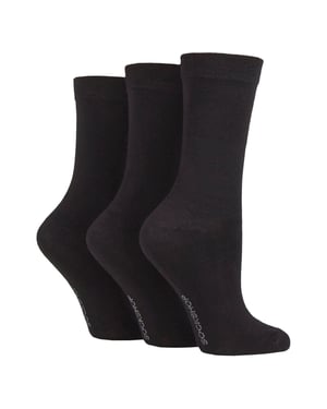 3 Pack Ladies Plain Bamboo Socks - Soft Breathable Everyday Comfort Socks