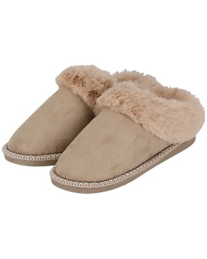 Apollo Dames instap pantoffels teddy wit