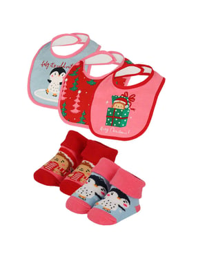 Apollo Baby kerstsokken + slabbetje set kerst print