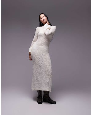 Topshop knitted open boucle maxi dress in ivory