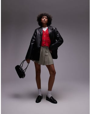Topshop faux leather blazer in black