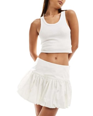 ASOS DESIGN drop waist bubble mini skirt in off white