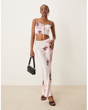 ASOS DESIGN satin bias maxi skirt co-ord in watercolour floral