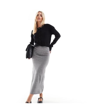 ASOS DESIGN Petite knitted midi skirt in grey