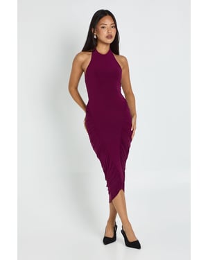 Petite Ruched Panel Halterneck Midaxi Dress