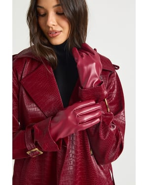Faux Leather Gloves