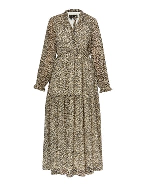 Faina Maxi-jurk met luipaardprint Dames Lichtbeige veelkleurig