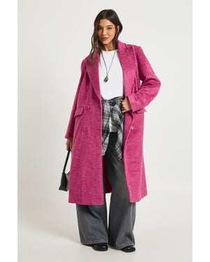 Textured Double Breast Wool Look Coat
