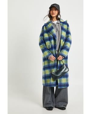 Check Double Breast Wool Look Coat