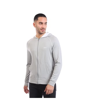 Herr Boss Mix&Match Loungewear Zip-up Hoodie i Grått