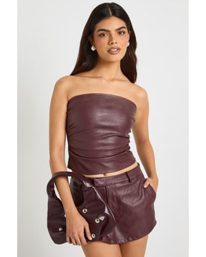 Faux Leather Low Rise Skort