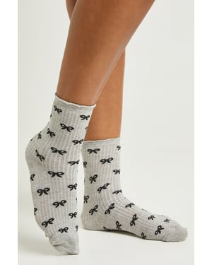 Bow Print Frill Socks