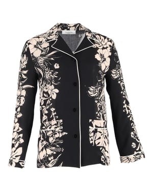 Valentino Shirt met Cubaanse Kraag in Bloemenprint Zijde