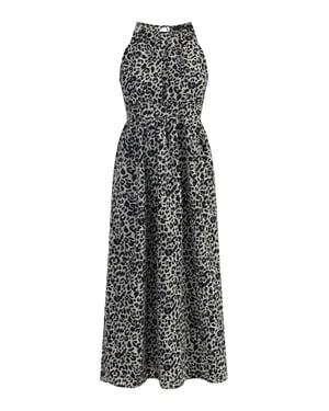Faina Maxi-jurk met luipaardprint Dames Grijze Leeuw