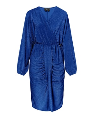 Faina Avondjurk met glanzend garen Dames KONING BLAUW