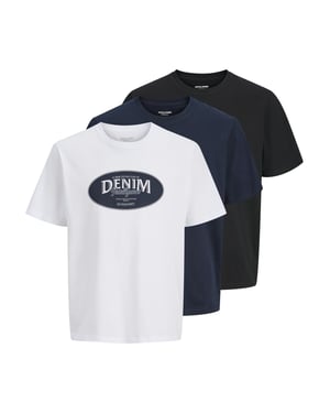 Jack & Jones Mens T-shirts 3 Pack Short Sleeve