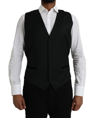 Zwart Wol Vest Klassieke Pasvorm