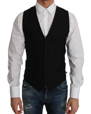 Zwart Wol Vest Met Klassieke Pasvorm