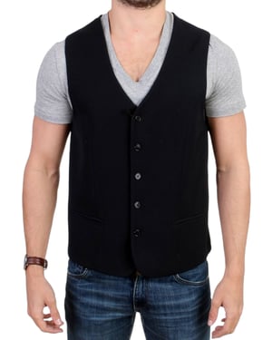 Zwart Wol Vest Klassieke Stijl